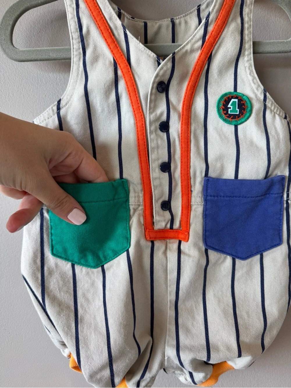 Gymboree Vintage Rainbow Tag Baseball Colorblock Bubble Size‎ 6-12 months/infant